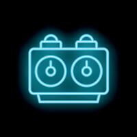 Neon chess clock icon glowing on dark background vector