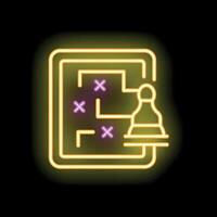 Neon strategy board game planning icon glowing yellow vector