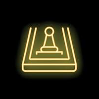 Neon arcade joystick icon glowing on dark background vector