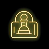 Neon sign showing concept of security with pawn chess piece inside a padlock vector