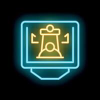 Neon sign showing security camera detecting person vector