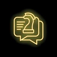 Neon icon of chess knight chatting in speech bubbles vector