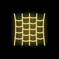 Neon yellow cargo net icon glowing on black background vector