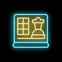 Neon icon of a lantern standing on a laptop keyboard near the touchpad vector