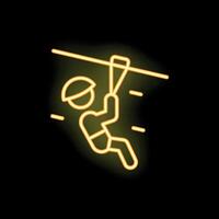 Zip line neon sign representing outdoor adventure vector