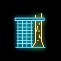 Neon sign of foundation repair using steel bars and concrete injection to support building vector