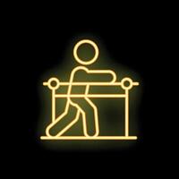 Patient walking using parallel bars during rehabilitation session neon sign vector