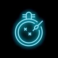 Neon stopwatch icon glowing on dark background vector