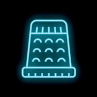 Neon thimble icon glowing on dark background vector