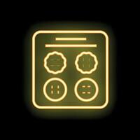 Neon sign showing eye test chart on black background vector