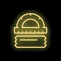 Neon protractor and ruler glowing on dark background vector