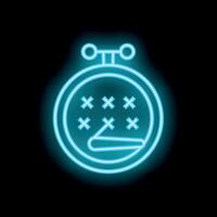 Neon icon of timer showing embroidery hoop with cross stitch pattern vector