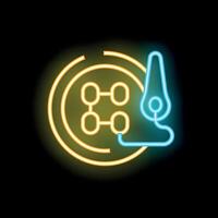 Neon sign representing virtual reality gaming experience with headset vector