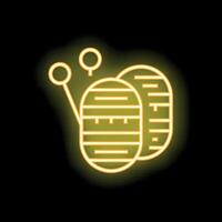 Neon sign showing a pair of potatoes with a fork vector