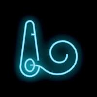 Neon icon of a safety pin glowing on black background vector