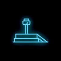 Blue neon icon of a skate park element, glowing on a black background vector