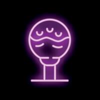 Neon sign representing a lollipop standing on a stick on black background vector