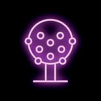 Neon sign representing a tree with a round crown on a black background vector