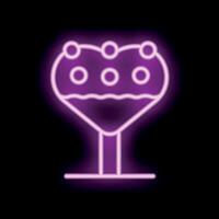 Neon sign representing a cake pop in shape of heart on a stick with icing and sprinkles vector