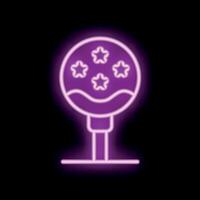 Neon sign showing round illuminated billboard with stars on a stick vector