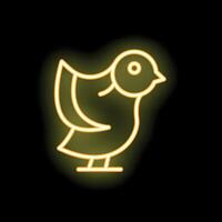 Neon bird icon glowing on dark background vector