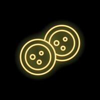 Two yellow neon buttons glowing on black background vector