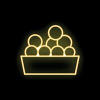 Neon yellow round objects piled up inside container vector
