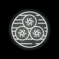 Neon icon of ventilation system with three rotating fans vector