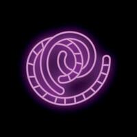 Neon purple worm is glowing on a black background vector