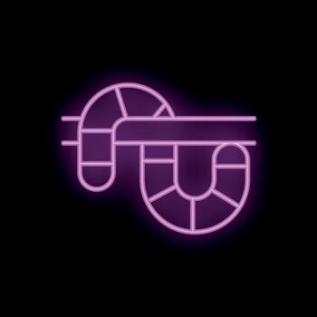 Neon icon of worm crawling on branch on black background vector