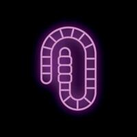 Neon style icon of a glowing earthworm on black background vector