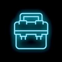 Neon toolbox icon glowing against a black background vector