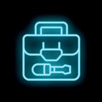 Neon toolbox icon glowing against a dark background vector