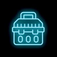 Glowing neon icon of a toolbox for repairing and maintaining vector