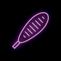Glowing neon icon of grilled sausage on a stick on black background vector