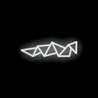 Neon sign made of triangles glowing on a black background vector
