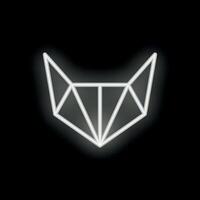 Neon geometric shape glowing on black background vector