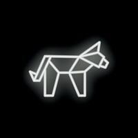 White neon light shape showing donkey made of straight lines vector