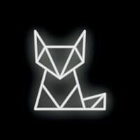 Neon geometric fox shining on black background vector