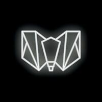 Neon light representing a moth flying towards lightbulb on black background vector
