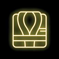 Yellow neon icon of a bathrobe lighting up a dark background vector