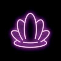 Purple neon sign of seashell glowing on black background vector