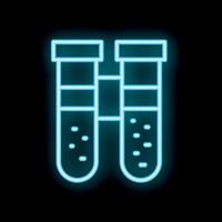 Neon icon of two test tubes glowing on black background vector