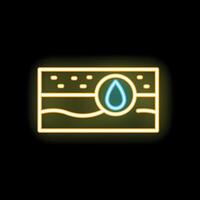 Neon icon of water accumulating in layers of earth representing groundwater vector