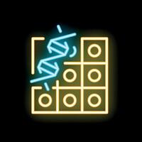 Neon style icon representing destroying dna chain in game vector