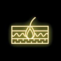 Neon icon of skin layers showing hair follicle vector