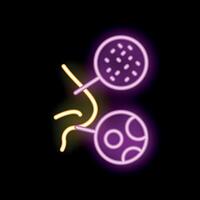 Neon sign of two cake pops on a stick glowing on black background vector