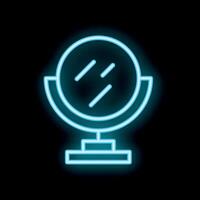 Neon icon of a makeup mirror glowing on black background vector