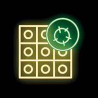 Neon green tic tac toe game board glowing on black background vector
