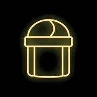Glowing neon icon of observatory dome for space exploration on black background vector